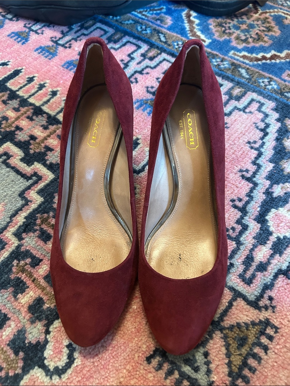 Coach Burgundy Suede Classic Pumps